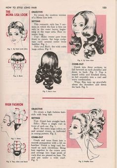 70’s Hair, 1970s Hairstyles, Vintage Hairstyles Tutorial, 1960s Hair, 60s Hair, Vintage Curls, 70s Hair, Hair Patterns, Hair Guide