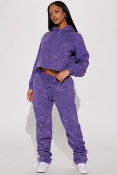 Buy My Time Mineral Wash Jogger Set in Purple from Fashion Nova. These Matching Sets are available in most sizes. Receive free US shipping on orders over White Dresses For Women, Popular Outfits, Fleece Pants, Jogger Set, Active Wear Outfits, Purple Fashion, Womens Loungewear, Mens Activewear, Shop Maxi Dresses