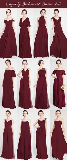 a collage of photos showing different styles of bridesmaid dresses