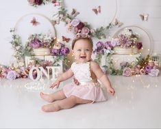 Spring First Birthday Photoshoot, Smash Cake Fairy, Fairy Garden Cake Smash, Fairy First Photoshoot, Cakesmash Photoshoot Themes, Fairy 1st Birthday Photoshoot, Fairy First Birthday Cake Smash, Fairy First Birthday Photo Shoot