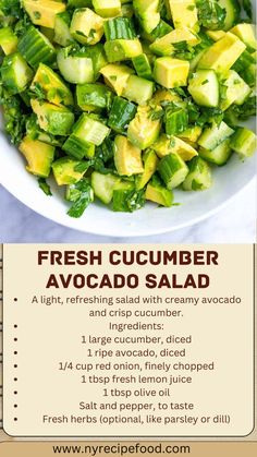 fresh cucumber and avocado salad recipe