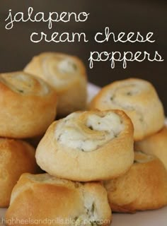 there are several rolls with cream cheese in them