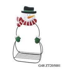 a snowman is sitting on top of a rack