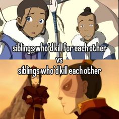 two anime characters with the caption saying siblings who kill for each other vs siblings who'd kill each other