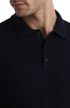 Fine-gauge wool provides luxe comfort in a trim polo knit with long sleeves that layers easily and looks splendid on its own. 26 1/2" length (size Medium) Point collar Long sleeves 100% wool Dry clean or hand wash, dry flat Imported Collared Cashmere Polo Shirt For Fall, Collared Merino Wool Sweater For Workwear, Classic Wool Polo Shirt For Fall, Classic Collared Polo Sweater For Winter, Classic Winter Polo Shirt With Ribbed Collar, Wool Collared Polo Shirt For Fall, Fall Cashmere Collared Polo Shirt, Merino Wool Polo Sweater With Collar For Work, Collared Wool Tops For Business