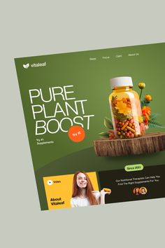 the website is designed to look like a jar with flowers in it and an ad for vitamin