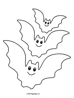 three bats with eyes on them coloring page