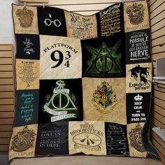 the harry potter quilt is on display