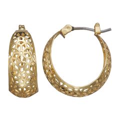 Open-worked details lend alluring appeal to these Napier hoop earrings. Open-worked details lend alluring appeal to these Napier hoop earrings. EARRING DETAILS 0.79 in. Click-it Gold tone Nickel safe Not appropriate for children 14 years old and younger. Size: One Size. Gender: female. Age Group: adult. Elegant Metal Hoop Earrings With Filigree, Small Hoop Metal Earrings For Formal Occasions, Small Filigree Hoop Earrings, Elegant Small Hoop Filigree Earrings, Hinged Hoop Huggie Earrings, Small Hoop Earrings For Formal Events, Elegant Filigree Hoop Earrings, Formal Small Hoop Pierced Earrings, Vintage Style Outfits Retro