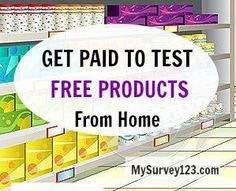 a store filled with lots of boxes next to shelves full of items and the words, get paid to test free products from home