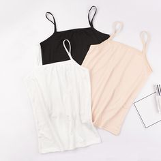 2pcs Women Camisoles Summer Girl Sexy Strap Cotton Sleeveless Thin Camisole Vest Solid Top Simple Middle Age Fashion, Womens Camisoles, Summer Crop Tops, Bottoming Shirt, Bralette Tops, Vestido Casual, Sleeveless Tshirt, Casual Tank Tops, Spice Girls