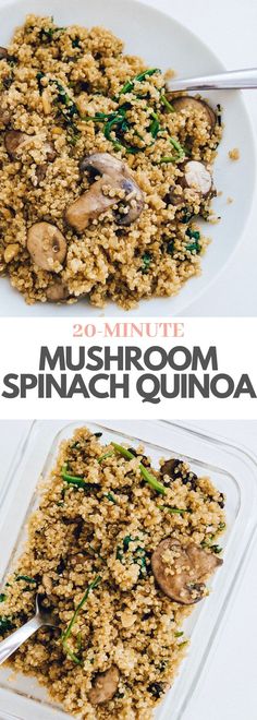 this is an image of mushroom spinach quinoa