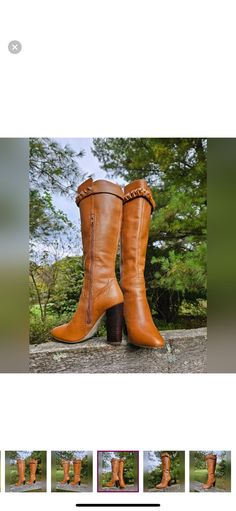 Stunning fall boots from Saks size 6m with a heel approx 4 in tall. US size 6 Brown Platform Boots For Formal Occasions In Fall, Formal High Heel Brown Mid-calf Boots, Formal Brown High Heel Mid-calf Boots, Formal Brown High-heel Mid-calf Boots, Fall High Heel Mid-calf Boots In Calf Leather, Fall High Heel Mid-calf Calf Leather Boots, High Heel Calf Leather Boots For Fall, Calf Leather High Heel Boots For Fall, Luxury High Heel Boots For Fall