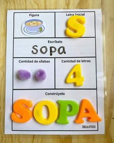 a poster with the words sopa written in spanish