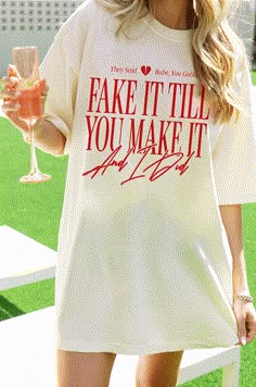 Channel all your feels with the Taylor Swift TTPD Fake it Til You Make It Tee. This shirt perfectly captures that vibe when you realize you can do it, WITH a broken heart! It's comfy, stylish, and the cozy wear for those who know that sometimes, the best therapy is finishing that to-do list. Get ready to sweat it out and feel every lyric in this must-have tee! Fab Lab, Taylor Swift Shirts, Turning 30, Shirt Quotes, Oversized Tees, Shirts To Make, Balloon Ideas