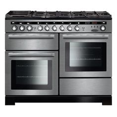 an oven with two burners and one door on the front is shown in stainless steel