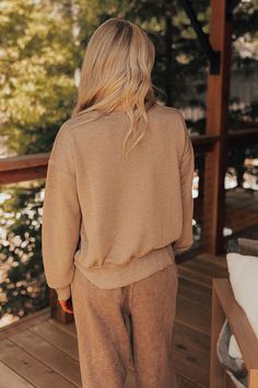 - From cozy mornings at home to casual strolls in town, this little number is your cool weather bestie! Sip your latte in style with this must-have cutie! - Lightweight material with vintage wash accents and a fleece interior - A ribbed crew cut neckline - Long sleeves with ribbed cuffs - A relaxed silhouette that ends in a ribbed waistband Fall Loungewear Sweatshirt With Ribbed Cuffs, Vintage Fall Loungewear Sweatshirt, Soft-washed Sweatshirt For Fall Loungewear, Oversized Brown Sweatshirt For Loungewear, Fall Fleece-lined Loungewear Sweatshirt, Cozy Mornings, Crew Cut, Crew Cuts, Leather Weaving