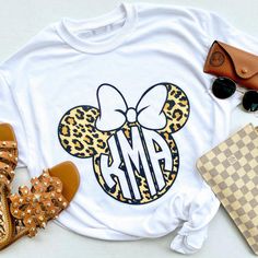 The perfect combo of leopard & Minnie Mouse to bring along for your day at the Animal Kingdom park! Leopard Minnie Mouse, Disney Monogram, United Monograms, Animal Kingdom Shirts, Disney Shorts, Disney Trip Shirts, Disney Trip Planning, Monogram Shirts, Mini Mouse