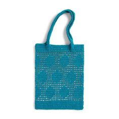 a crocheted shopping bag on a white background