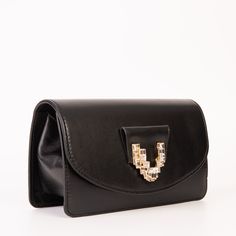 Length: 8" Height: 5" Width: 3.5" Full length of Strap: 54.5" Item Code: CNT 818 C02 Elegant Black Crossbody Clutch, Rectangular Black Clutch For Everyday Luxury, Elegant Black Clutch With Magnetic Closure, Everyday Luxury Black Rectangular Clutch, Chic Black Clutch With Palladium Hardware, Luxury Black Clutch With Palladium Hardware, Black Evening Bag With Detachable Strap For Everyday Luxury, Chic Black Clutch For Everyday Luxury, Chic Everyday Luxury Black Clutch