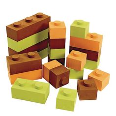 several lego blocks are stacked on top of each other