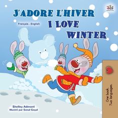 the children's book cover shows two rabbits flying through the air, with snow in the background