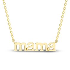 Chic and simple, this necklace for your loving "mama" says it all. 10K yellow gold The lowercase word art pendant is centered on a cable chain Adjusts from 16 to 18 inches; lobster clasp Mama Necklace, Jared The Galleria Of Jewelry, Bee Pendant, Art Pendant, Word Art, Cable Chain, Lobster Clasp, Cable, Yellow Gold