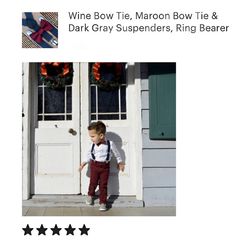 Wine Bow Tie and Gray Suspender Set for Men Boys Baby | Etsy Maroon Bow Tie, Family Photos Wedding, Burgundy Bow Tie, Grey Suspenders