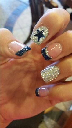 Dallas Cowboys Nails Nfl Cowboys Nails, Dallas Cowboys Inspired Nails, Dallas Cowboys Nails Designs Blue, Dallas Stars Nails, Dallas Cowboy Nails, Cowboys Nails