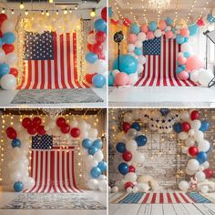 an american flag themed party with balloons