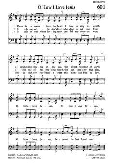 sheet music with the words o how i love jesus