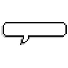 an empty speech bubble pixeled in black and white on a white background, with the word