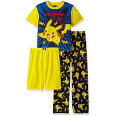 Authentic Pokemon Product With Reliable Quality And Durability Is 100% Polyester Featuring Pokemon Charged Up Text. Short Sleeve Top, Long Pants And Shorts. Pull On Closure. For Children's Safety, Garment Is Flame Resistant. The Pajamas Are Colored With Non-Chemical Dyes Which Are Safe For Kids And The Environment. Machine Wash, Easy Care Extra Soft And Comfy For A Great Sleep! Pokemon Polyester Short/Long Yellow Pajama 3pc Boys Yellow Short Sleeve Sleepwear For Pajama Party, Yellow Cotton Short Sleeve Sleepwear, Casual Yellow Bedtime Sets, Playful Yellow Sleepwear For Pajama Party, Yellow Cartoon Print Sleepwear, Yellow Casual Sets For Pajama Party, Yellow Cartoon Print Sleepwear For Bedtime, Casual Yellow Sets For Pajama Party, Yellow Cotton Sleepwear With Cartoon Print