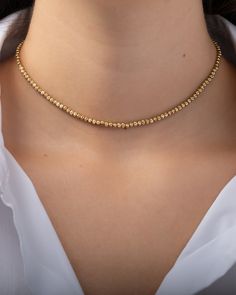 14k solid gold diamond cut bead chain necklace in the gold color and chain length of your choice. A modern, edgy, and timeless necklace chain. Weight: Approx. 7 grams Beads: Approx. 3mm Ships in 4-6 business days Rush orders ships in 2-3 business days Comes carefully packaged in a branded Zoe Lev jewelry box. Eligible for return, per our policy. See here for details. Timeless Necklace, Bead Chain Necklace, Bangles Design, Gold Bangles Design, Jewelry Design Earrings, Bangle Designs, Design Earrings, Bead Chain, Necklace Sizes