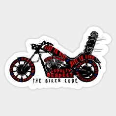 a sticker with a motorcycle on it that says the biker code