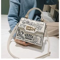 Ms. Amore Handbag Chic Crossbody Bag, Crown Print, Stylish Letters, Luxury Crossbody, Graffiti Designs, Shoulder Backpack, Chic Accessories, Mini Tote, Lady Dior Bag