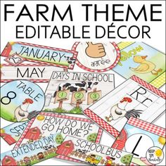 farm theme editable decor for the classroom