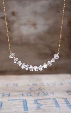 Raw Diamond Necklace, Herkimer Diamond Necklace, April Birthstone, Sterling Necklaces, Herkimer Diamond, Girly Jewelry