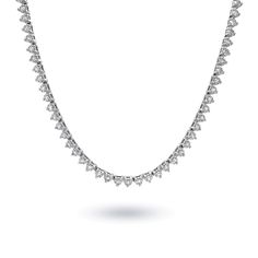 14K White Gold, 148=5.06ctw Diamond Tennis Necklace Pear-shaped Diamond Bridal Necklace In White Gold, Bridal White Gold Diamond Necklace In Pear Shape, White Gold Heart Cut Diamond Necklace With 17 Jewels, Heart Cut Diamond White Necklace With 17 Jewels, Diamond Cut Diamond White Platinum Necklace, Diamond Cut Platinum Necklace In Diamond White, White Gold Bridal Necklace With Vvs Clarity Round Cut, White Gold Bridal Necklace With 17 Jewels Round Cut, Luxury Heart Cut Necklace With Prong Setting