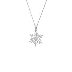 Precious Metals: Sterling Silver Gemstones: Cubic Zirconia Round Shaped: Snowflake Size: Height: 31.34 mm* (1.23 Inch) Width: 19.97 mm* (0.79 Inch) Thickness: 4.38 mm* Necklace: Singapore link Lengths: 16 inches *All weights and measurements are approximate. Please contact us if you have further questions about alternate sizes or styles, availability, specifications, and personalization options. Silver Snowflake Necklace, Snowflake Diamond Necklace, Snowflake Necklace Silver, Silver Snowflake Necklace For Anniversary, Silver Snowflake Necklace With Cubic Zirconia, Silver Cubic Zirconia Snowflake Necklace, White Gold Snowflake Necklace For Anniversary, White Cubic Zirconia Snowflake Necklace, Sterling Silver Snowflake Necklace In White Gold