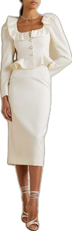 White Formal Midi Bottoms, Fitted Pencil Skirt For Wedding, White Formal Midi Skirt, White Formal Midi Length Skirt, White Midi Length Formal Skirt, Elegant Midi Skirt For Gala, White Midi-length Bottoms For Evening, White Midi Length Bottoms For Evening, Elegant White Pleated Skirt