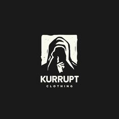 a black and white logo with the words kurrutt clothing on it's side