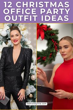 Stay polished and festive with these 12 Christmas office party outfit ideas. Designed for style and comfort in the workplace. Office Party Outfits, Office Parties, Party Outfit, Christmas