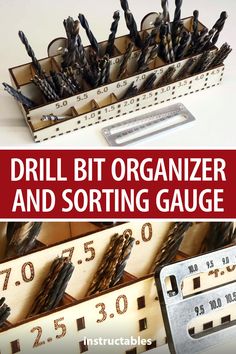 drill bit organizer and sorting gauge