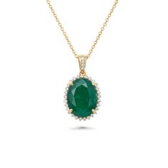 6.89 Cts Emerald and White Diamond Pendant in 14K Yellow Gold Diamond Pendant, White Diamond, Jewelry Collection, Emerald, Yellow Gold, Sparkle, Yellow, Pendant, Gold