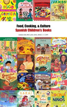 the spanish children's books are all in different colors and sizes, with pictures of people