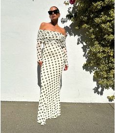 Off Shoulder Dress Long Sleeve, Off Shoulder Dress Long, Sleeve Maxi Dress, Long Sleeve Maxi, Dot Print, Long Sleeve Maxi Dress, Flare Jeans, Off Shoulder Dress, Ball Gowns