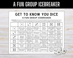 a fun group icebreakerr game with dices on it and the words get to know