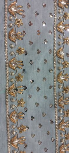 Zardozi Border, Embroidery Hacks, Embroidery Border, Embroidery Fashion Detail, Zardosi Work, Zardozi Embroidery, Gotta Patti, Embellished Clothing, Classy Outfits For Women