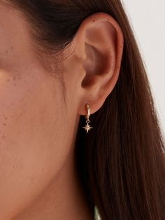 Gold Earrings Aesthetic, Small Earrings Gold, Star Hoop Earrings, Lightning Bolt Earrings, Earrings Aesthetic, Solid Gold Earrings, Gold Earrings Designs, Trendy Earrings, Girly Jewelry